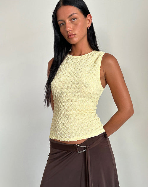 Image of Mohala Top in Bubble Knit Soft Yellow