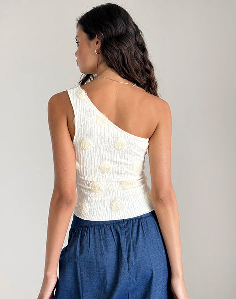 image of Moira One Shoulder Top in Textured Rose Ivory