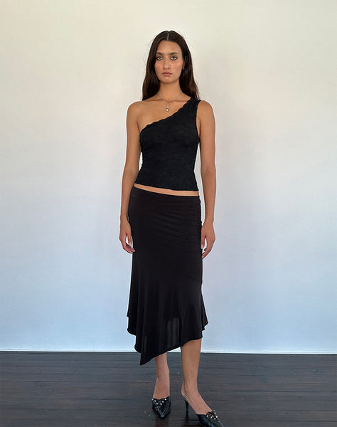 Image of Moira One Shoulder Lace Top in Black