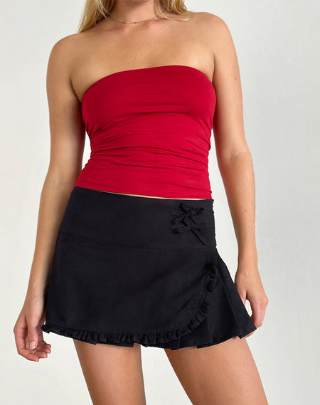 Carl Mini Skirt in Black Linen