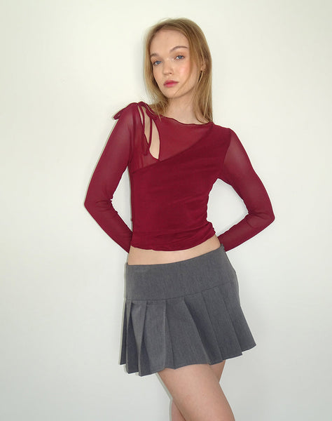 Image of Monari Long Sleeve Top in Mesh Burgundy