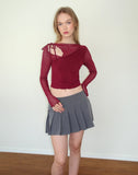 Image of Monari Long Sleeve Top in Mesh Burgundy