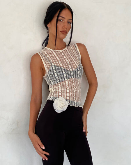 Maloe Lace Patterned Tank Top in White