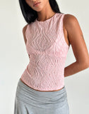 image of Monelo Textured Mesh Top in Sheer Pink