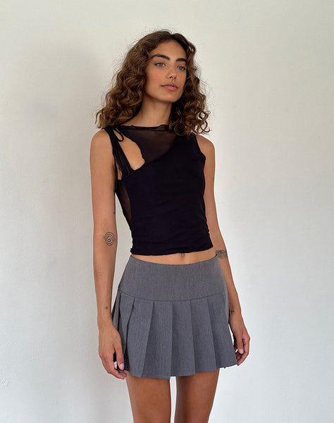 Image of Moni Tie Tank Top in Mesh Black