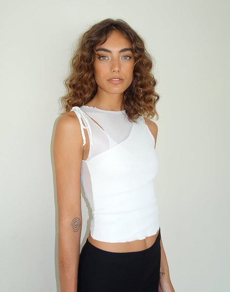 Image of Moni Vest Top in Mesh Ivory