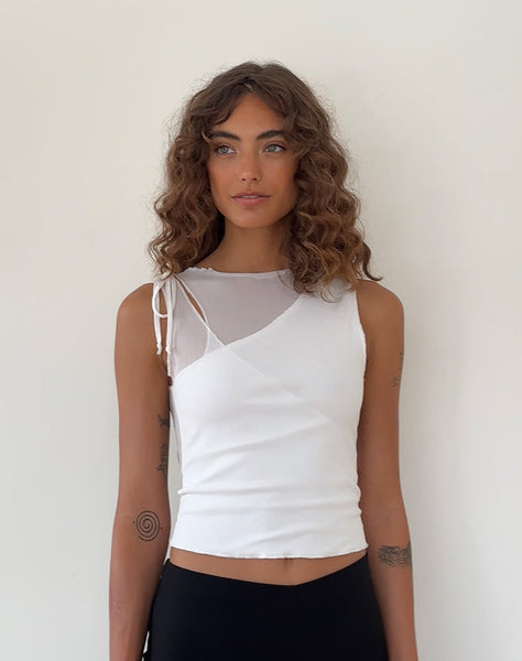 Image of Moni Vest Top in Mesh Ivory