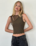 Image of Moni Tie Tank Top in Mesh Khaki