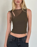 Image of Moni Tie Tank Top in Mesh Khaki