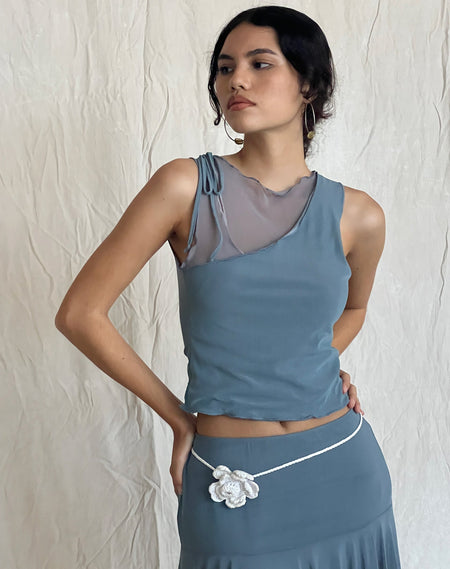 Sambu Mesh Vest Top in Pastel Blue