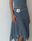 Image of Jovali Low Waist Midi Skirt in Blue Grey Mesh