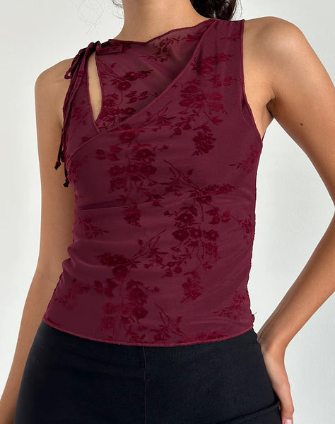 Image of Moni Vest Top in Botanical Flower Maroon