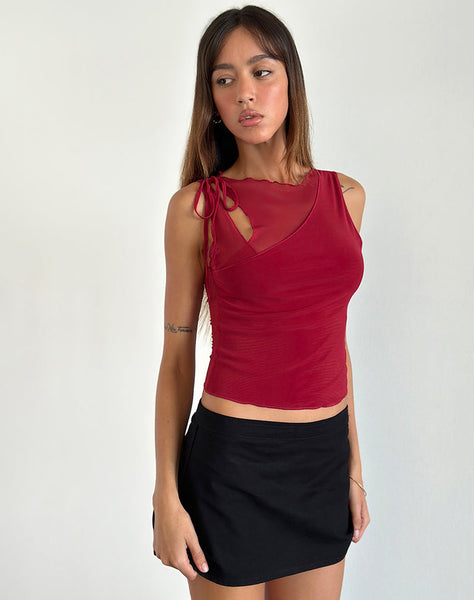 Image of Moni Vest Top in Mesh Cherry