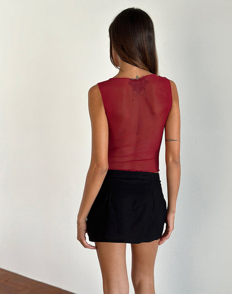 Image of Moni Vest Top in Mesh Cherry