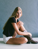 Image of Monia Plunge Top in Pointelle Black
