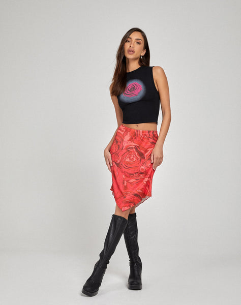 image of Lonaka Bodycon Skirt in Rose Petal Red