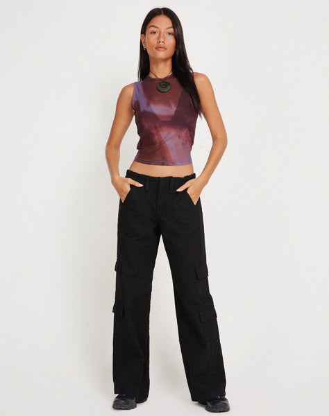 Image of Monlo Vest Top in Mesh Watercolour Wine