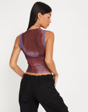 Image of Monlo Vest Top in Mesh Watercolour Wine