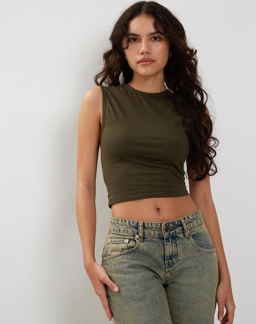 Image of Monlo Vest Top in Olive