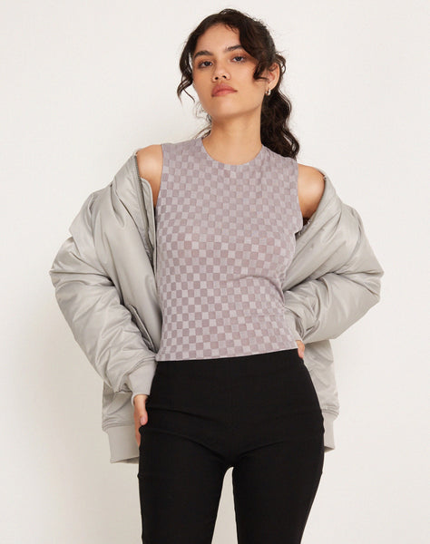 Image of Monlo Vest Top in Check Grey