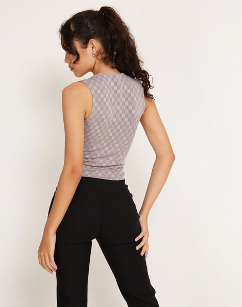 Image of Monlo Vest Top in Check Grey