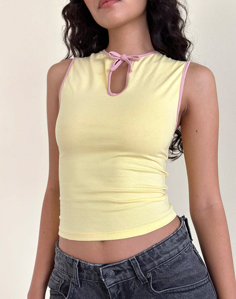 Image of Monsela Top in Buttermilk with Ballet Pink Binding