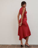 Image of Cinta Low Rise Midi Skirt in Red