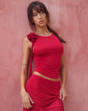 Image of Morena Rosette Top in Red