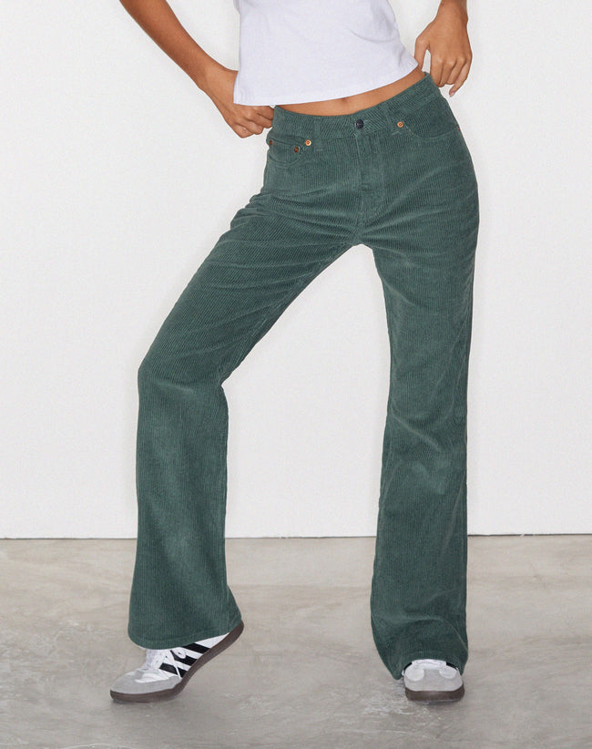 Image of MOTEL X OLIVIA NEILL Bootleg Jeans in Cord Green