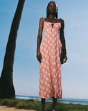 Image of Jelika Midi Dress in Bohemian Batik Maroon Peach