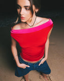 Image of Halle Bardot Top in Red Pink