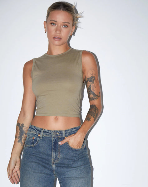 Image of Monlo Crop Top in Lycra London Fog