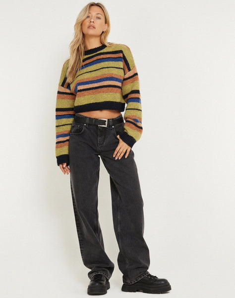 image of Munella Knitted Jumper in Mixed Stripe