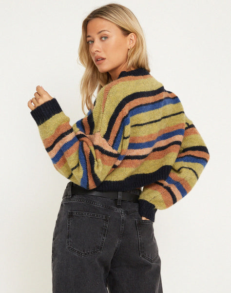 image of Munella Knitted Jumper in Mixed Stripe