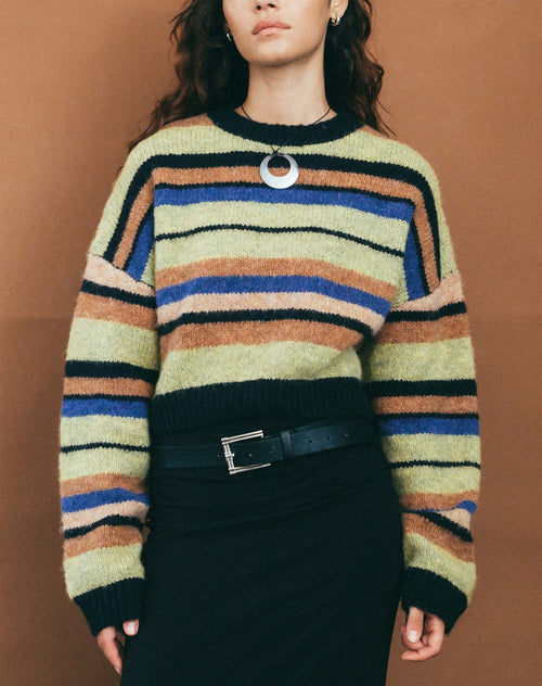 image of Munella Knitted Jumper in Mixed Stripe