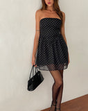 Image of Murni Bandeau Mini Dress in Polka Black Chiffon