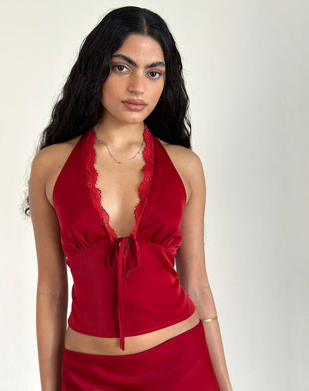 Cosimo Halterneck Top in Red