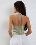 Image of Mutsuki Halterneck Top in Satin Mint