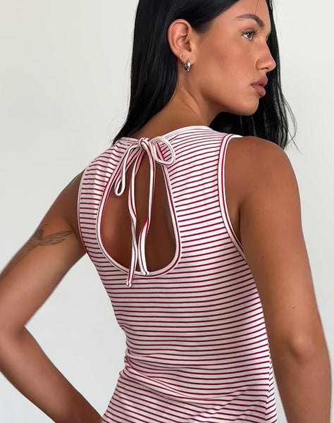 image of Muzuki Jersey Mini Dress in Red and White Stripe