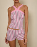 Image of Myer Wide Strap Halterneck Top in Pinstripe Pink