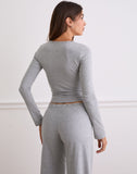 Image of Myoga Studded Scoop Long Sleeve Top in Grey Marl