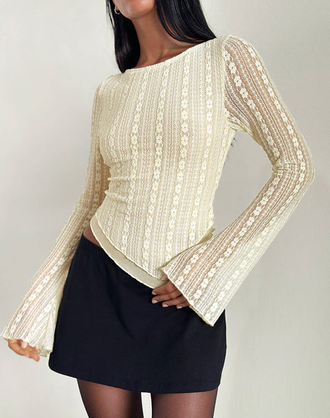 Image of Malakai Long Sleeve Top in Lace Cream