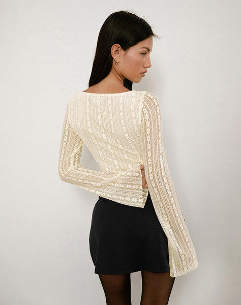 Image of Malakai Long Sleeve Top in Lace Cream