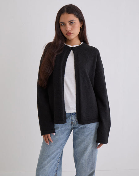 Subra Long Sleeve Cardigan in Black
