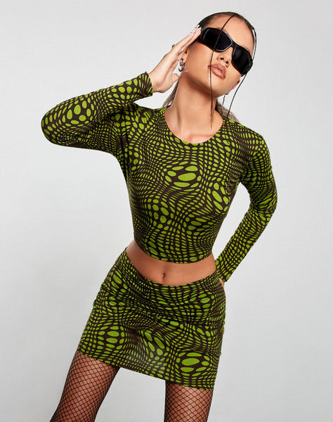 Image of Kinan Bodycon Skirt in Optic Polka Green