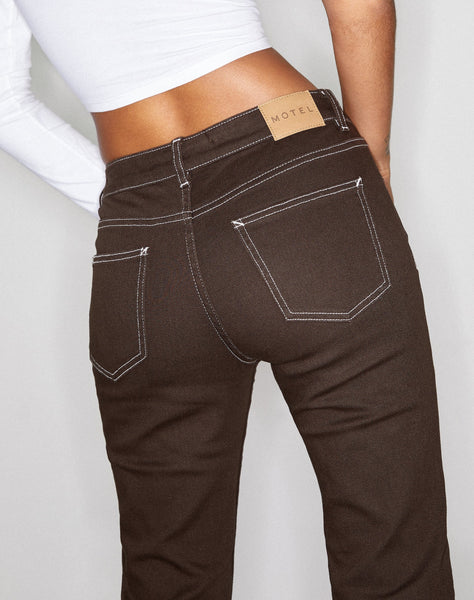 Image of Low Rise Bootleg Jeans in Bitter Chocolate