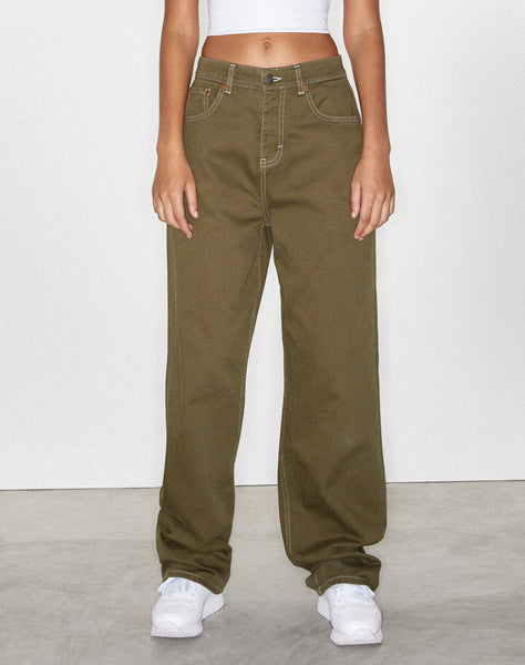 Image of Parallel Jeans in Military Green