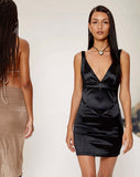 Image of Ephy Mini Dress in Satin Black