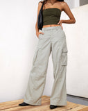 Calix Wide Leg Cargo Trousers in Oat