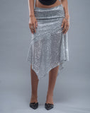 image of Carita Midi Skirt in Sequin Knit Silver